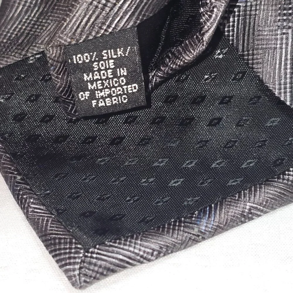 J.G. BROWN 100% SILK TIE MENS BLACK WITH CRIMSON MARQUIS DESIGN